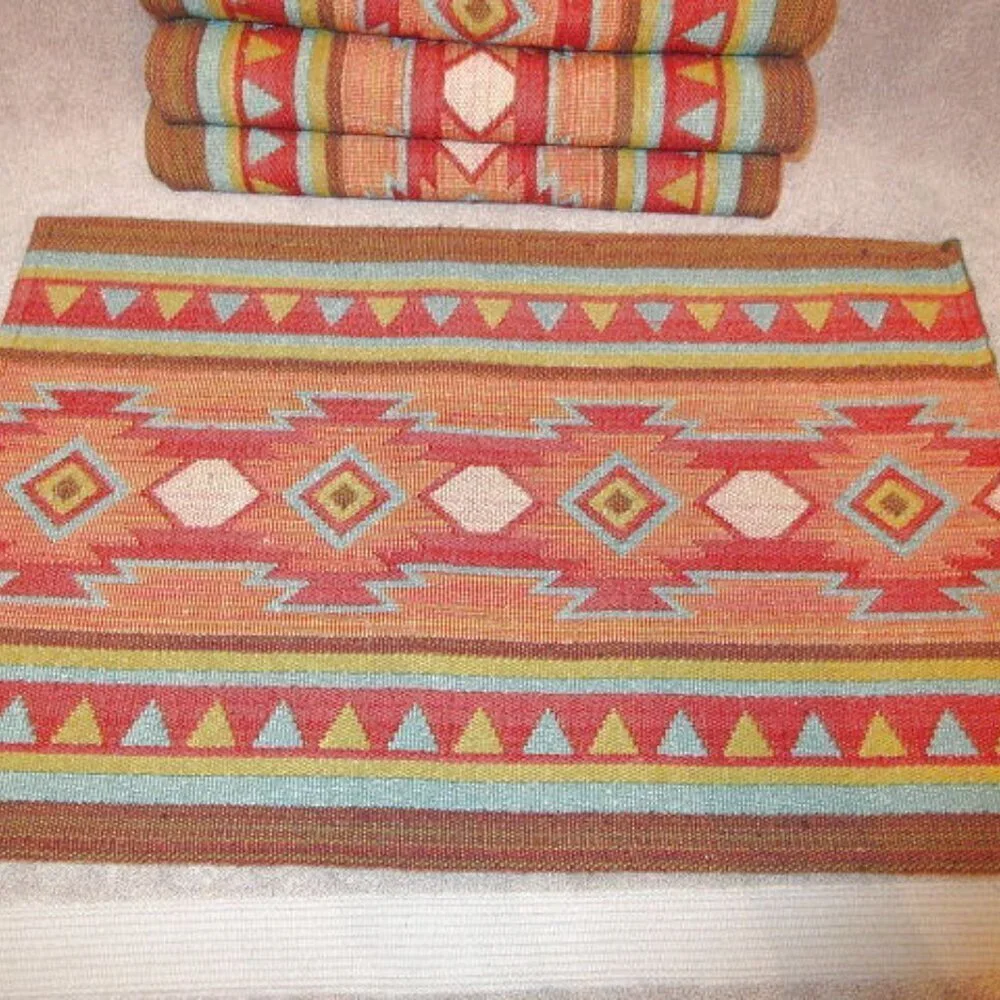 Vintage Canyon Sky Tapestry Placemats Reversible Southwestern Aztec Set Of 4